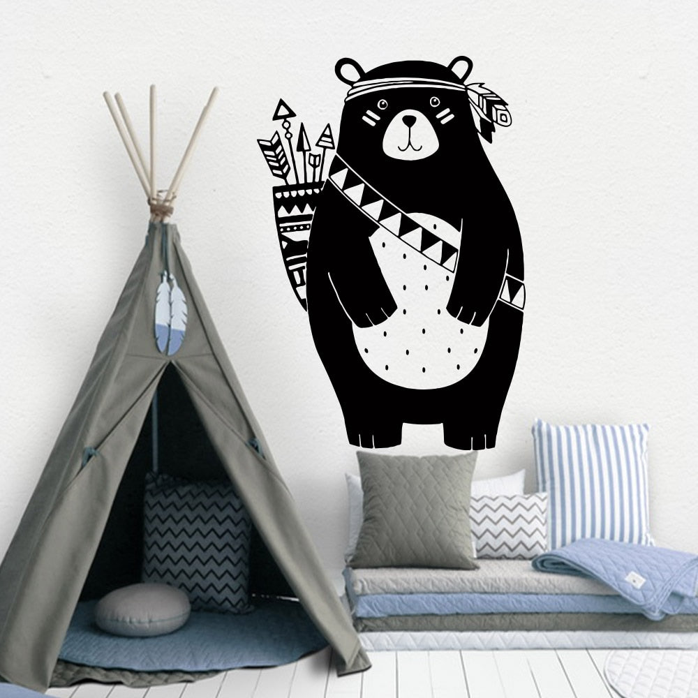 Cartoon Tribal Animals Vinyl Wall Sticker For Kids Room Decoration