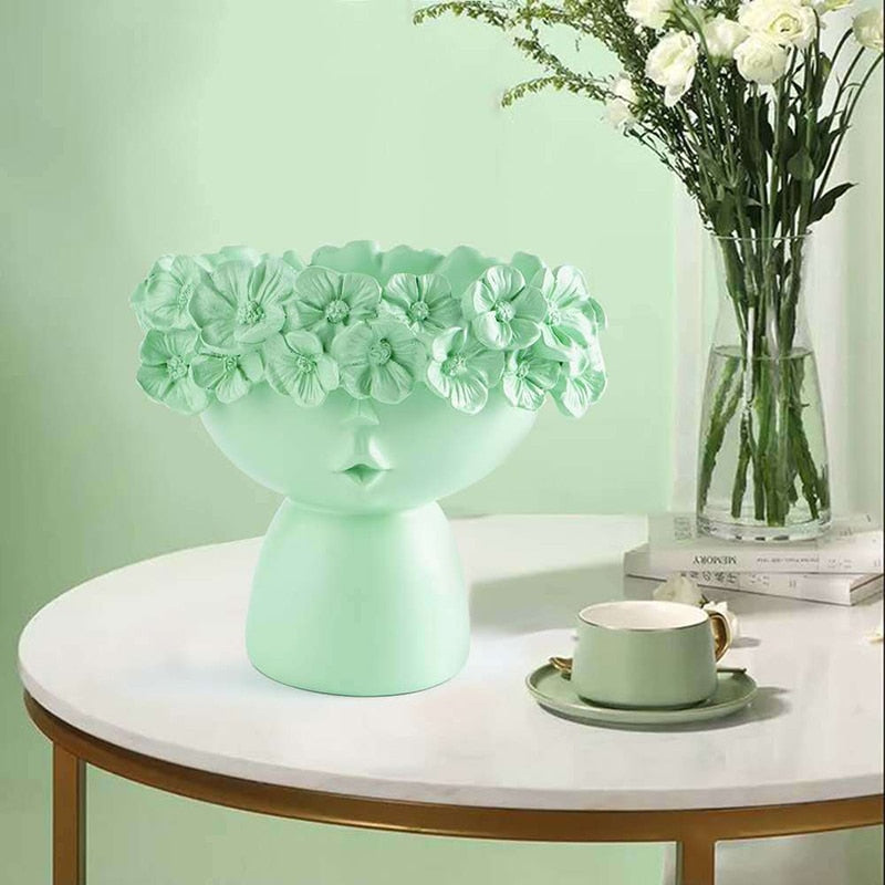 Nordic Home Decoration Resin Vase Statue Sculpture Makeup Brush Holder Storage Box Pen Holder Creative Flower Pot Art Supplies