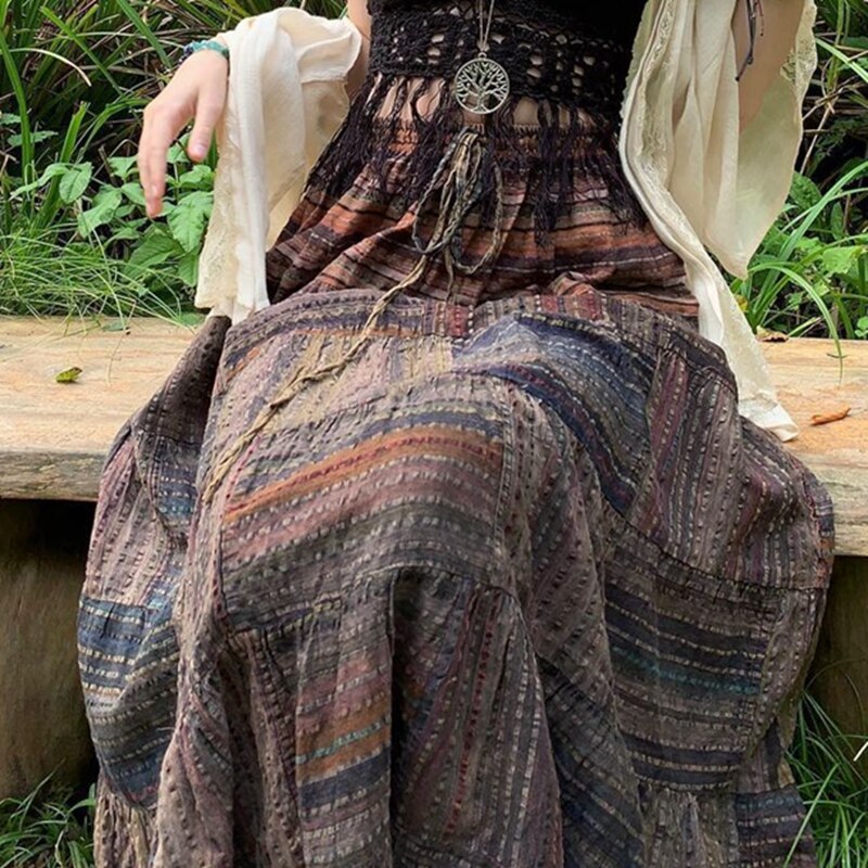 Fairycore Vintage High-Waisted Midi Skirt