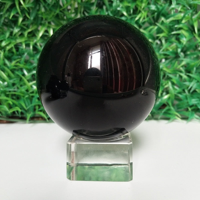 Natural Obsidian Crystal Ball Stone Sphere - Home Room Decoration, Divination, Wedding Photography, Healing Crystals
