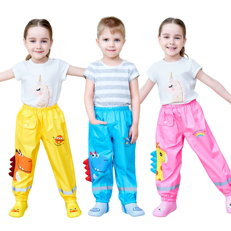 Cartoon Dinosaur Children's Rain-proof Pants - Stay Dry and Active During Outdoor Adventures