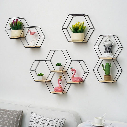 Wall Shelf Floating Shelves Wall Mounted Hexagon Storage Holder