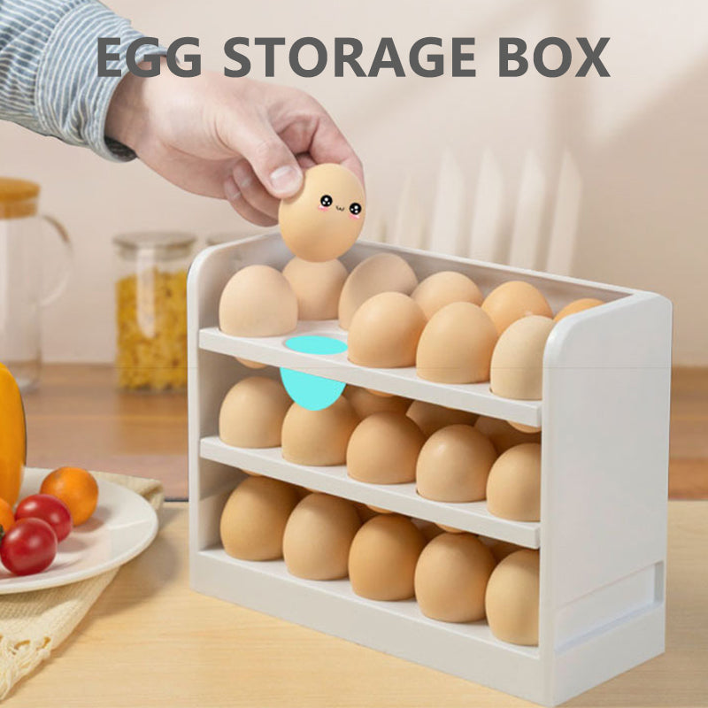 3-Layer Flip-Shelf Egg Storage Rack Refrigerator Organizer