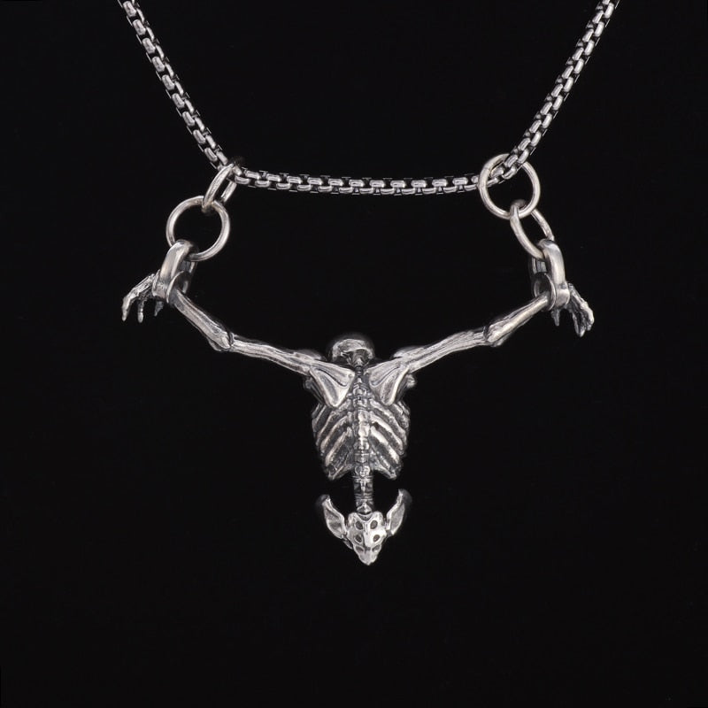Crucifixion Skull Pendant Necklace