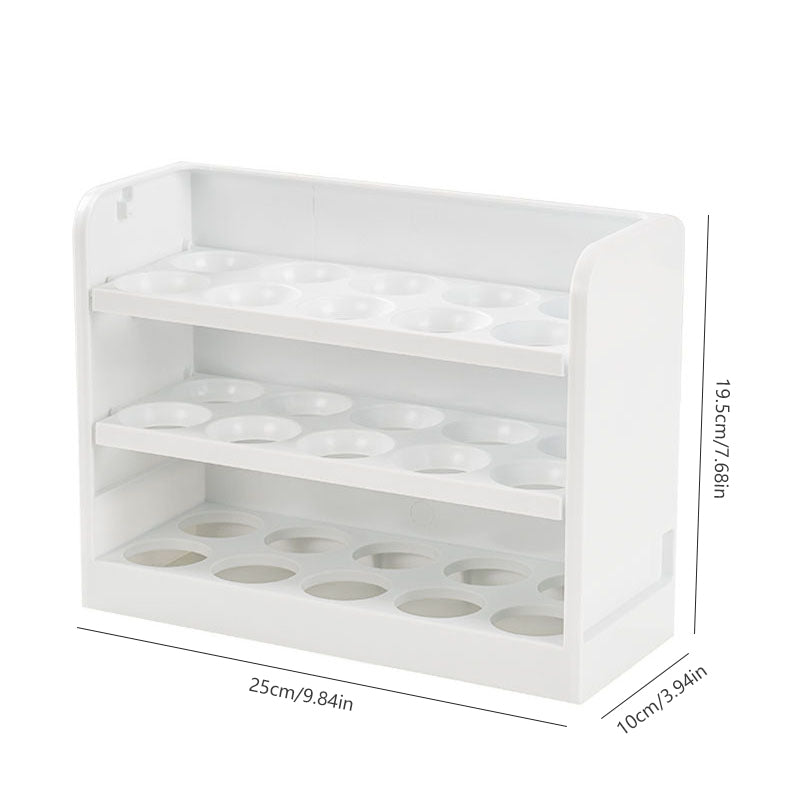 3-Layer Flip-Shelf Egg Storage Rack Refrigerator Organizer